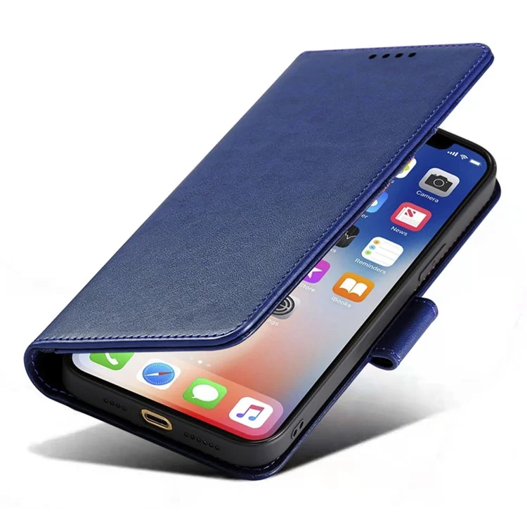 Чехол для iPhone 13 Pro Max со стендом, отделением для карт и бумажником из кожи - синий