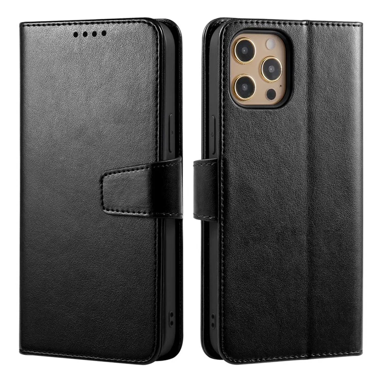 Custodia per iPhone 13 Pro con supporto, porta carte e portafoglio in pelle - Nero
