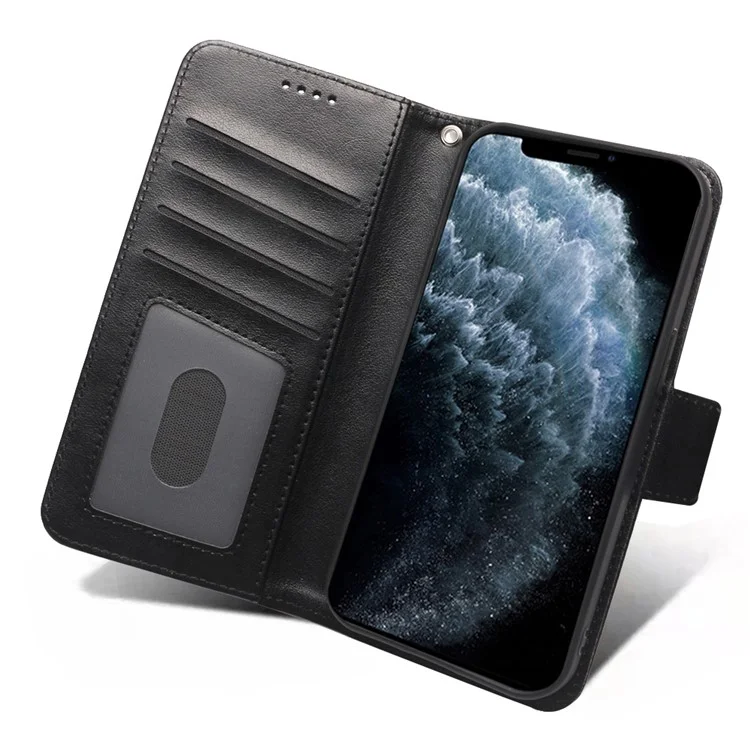 Custodia per iPhone 13 Pro con supporto, porta carte e portafoglio in pelle - Nero