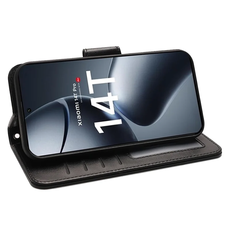 For Xiaomi 14T Case Stand Card Holder Wallet Leather Phone Cover - Black