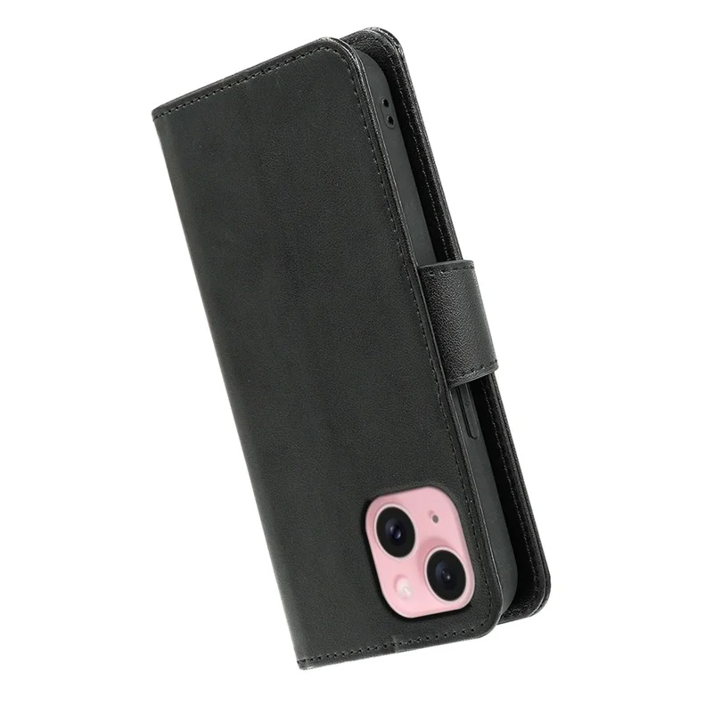 For iPhone 13 Case Stand Card Holder Wallet Leather Phone Cover - Black