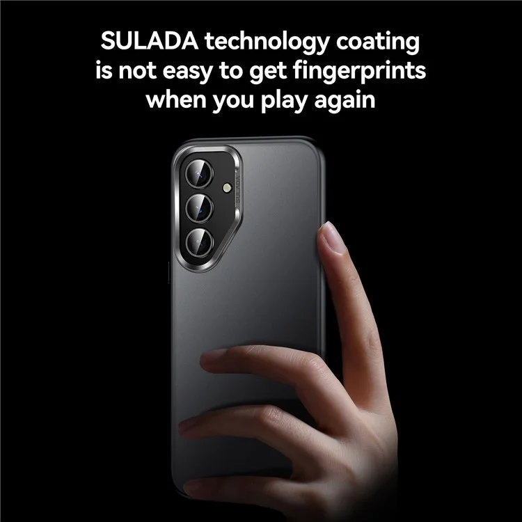 Capa para Samsung Galaxy S25 SULADA, PC+TPU, à prova de choque, fosca, proteção de telefone - Preta