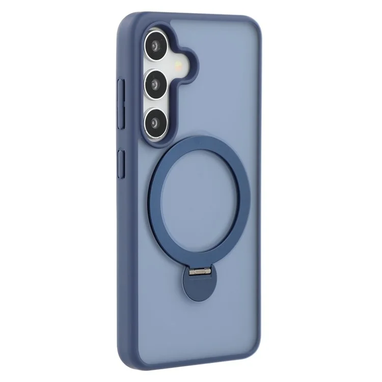 Funda para Samsung Galaxy S25 compatible con MagSafe, anillo giratorio, soporte y cubierta de teléfono de TPU + PC - Zafiro
