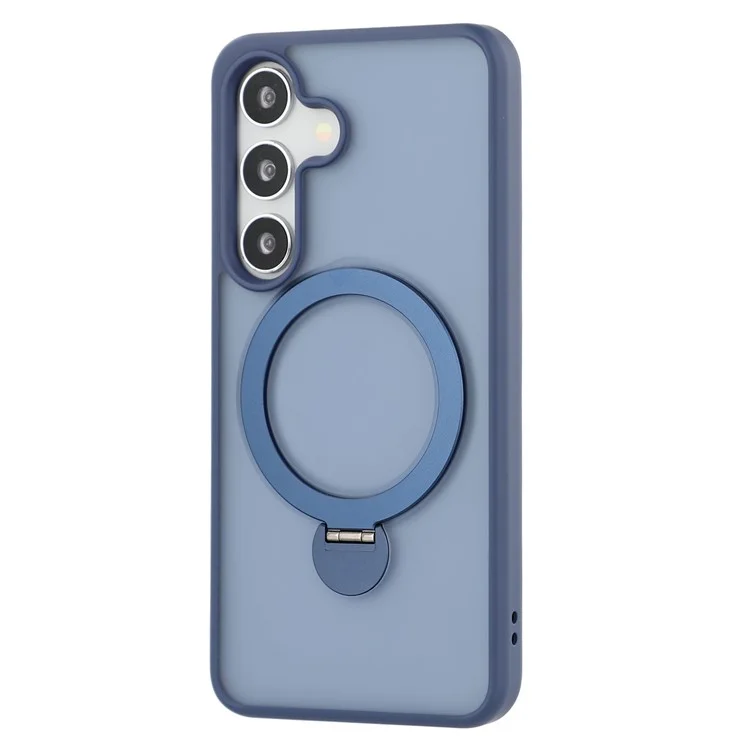 Funda para Samsung Galaxy S25 compatible con MagSafe, anillo giratorio, soporte y cubierta de teléfono de TPU + PC - Zafiro