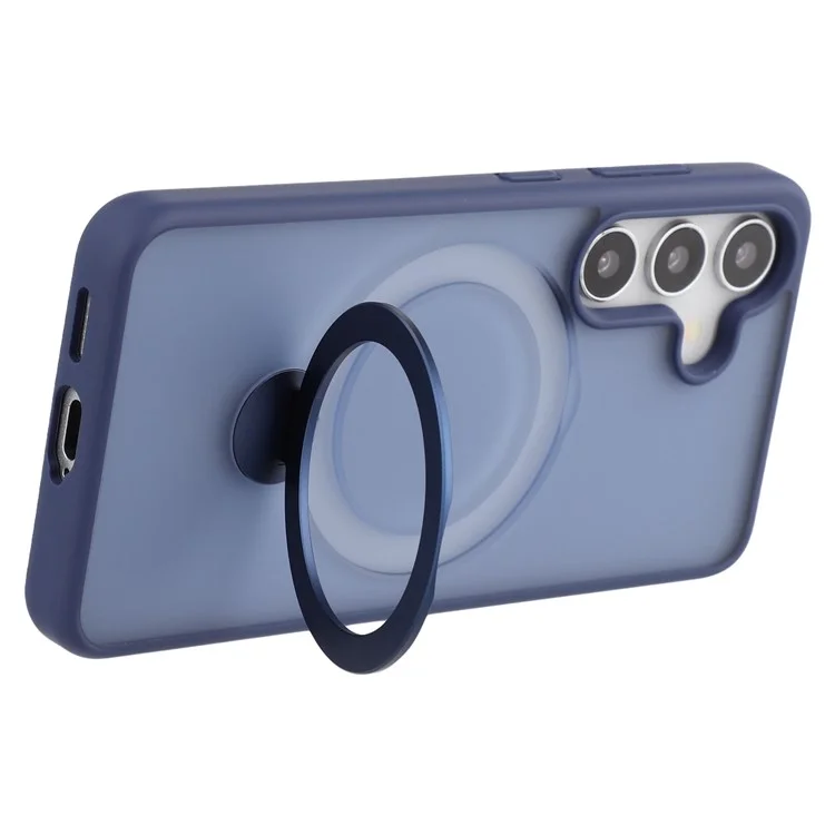 Funda para Samsung Galaxy S25 compatible con MagSafe, anillo giratorio, soporte y cubierta de teléfono de TPU + PC - Zafiro