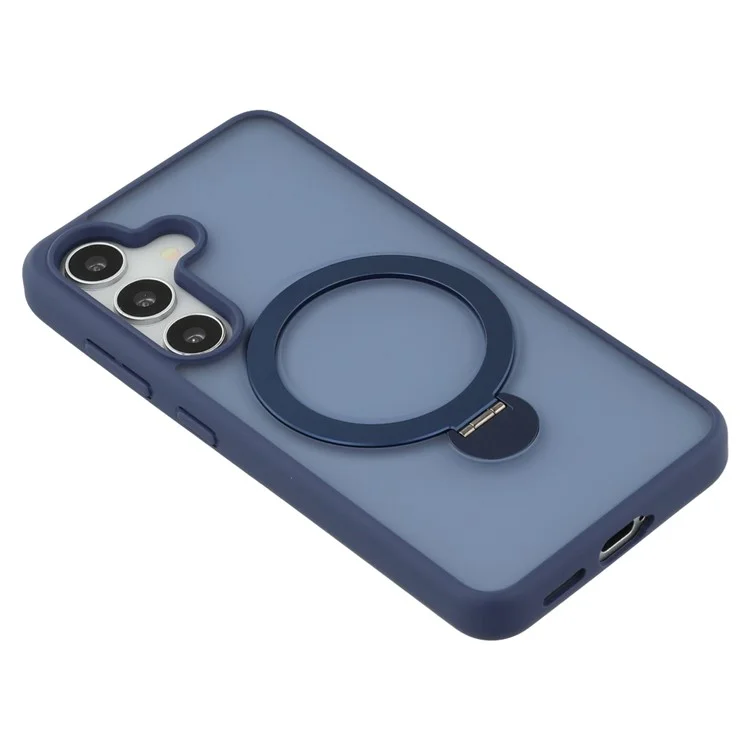 Funda para Samsung Galaxy S25 compatible con MagSafe, anillo giratorio, soporte y cubierta de teléfono de TPU + PC - Zafiro
