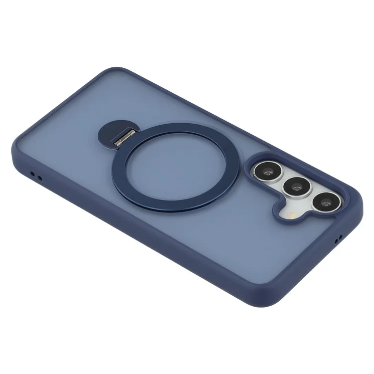 Funda para Samsung Galaxy S25 compatible con MagSafe, anillo giratorio, soporte y cubierta de teléfono de TPU + PC - Zafiro