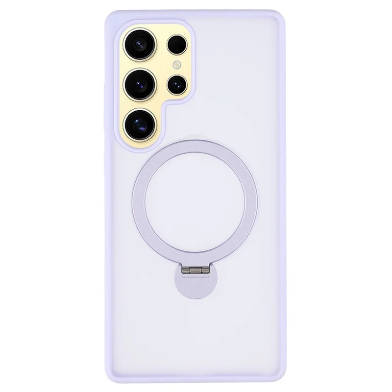 For Samsung Galaxy S25 Ultra Case Compatible with MagSafe Rotary Ring Kickstand TPU + PC Phone Cover - Light Purple
