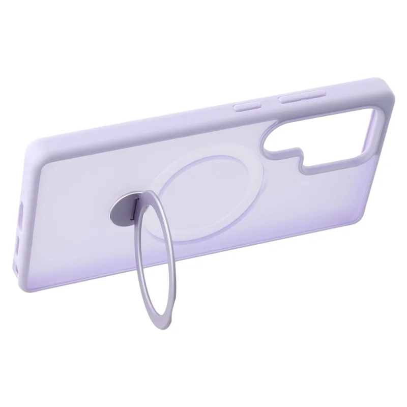 For Samsung Galaxy S25 Ultra Case Compatible with MagSafe Rotary Ring Kickstand TPU + PC Phone Cover - Light Purple