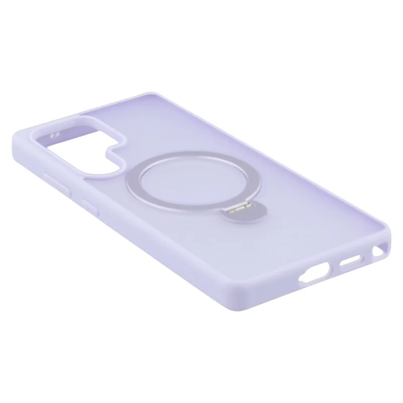 For Samsung Galaxy S25 Ultra Case Compatible with MagSafe Rotary Ring Kickstand TPU + PC Phone Cover - Light Purple