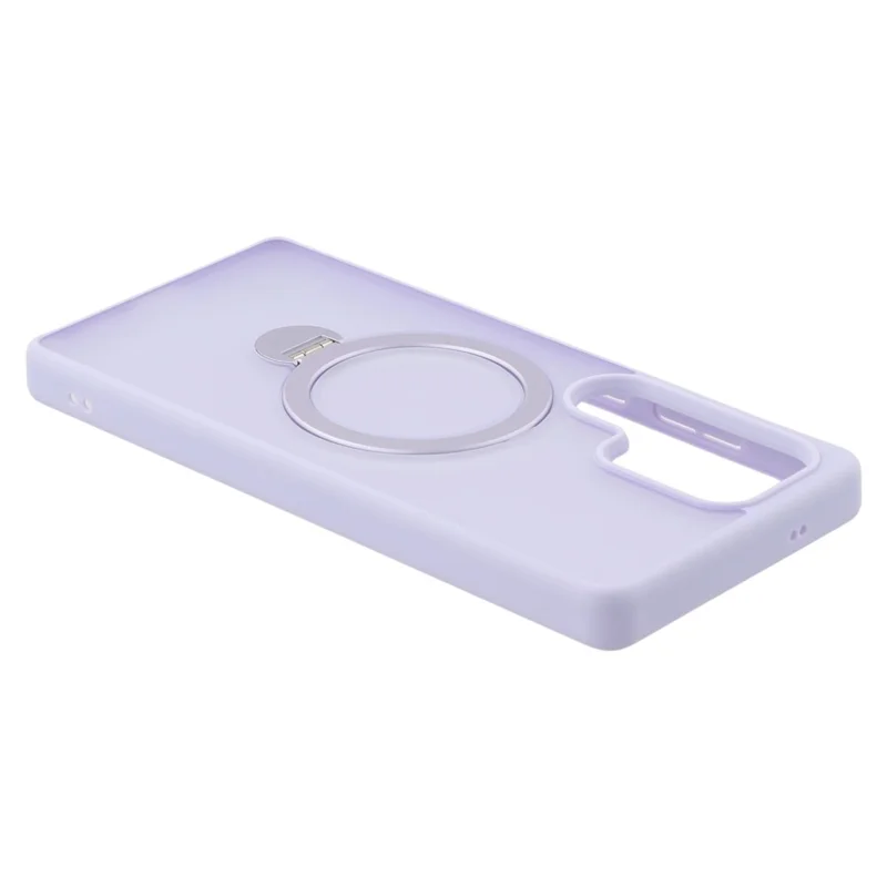 For Samsung Galaxy S25 Ultra Case Compatible with MagSafe Rotary Ring Kickstand TPU + PC Phone Cover - Light Purple