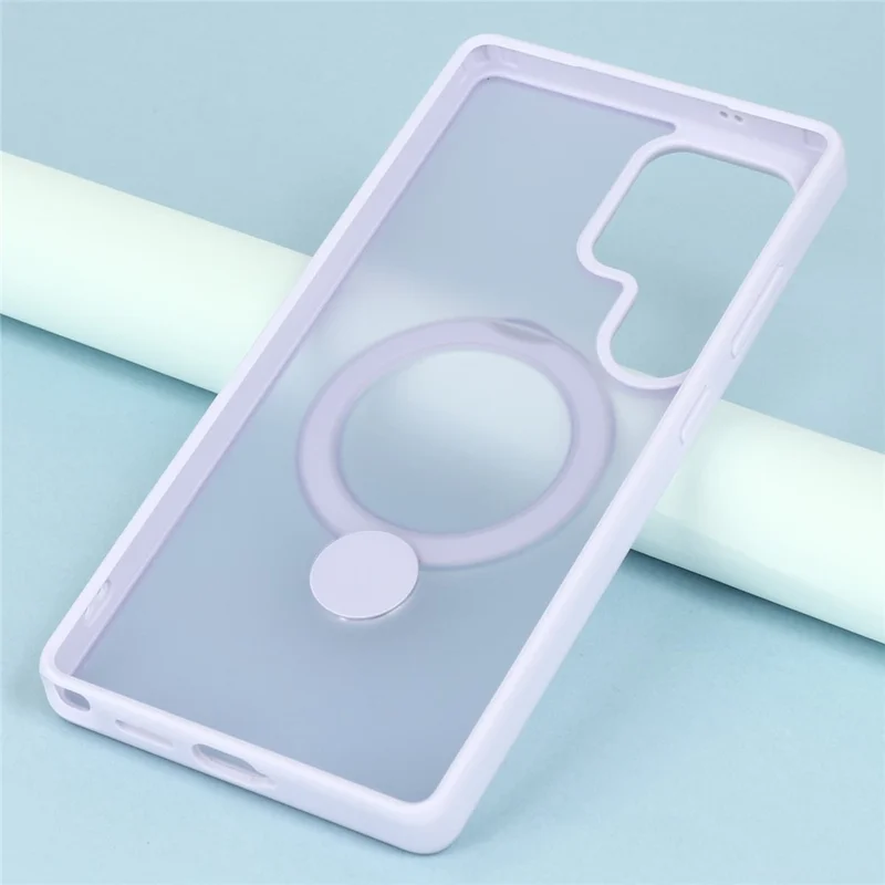 For Samsung Galaxy S25 Ultra Case Compatible with MagSafe Rotary Ring Kickstand TPU + PC Phone Cover - Light Purple