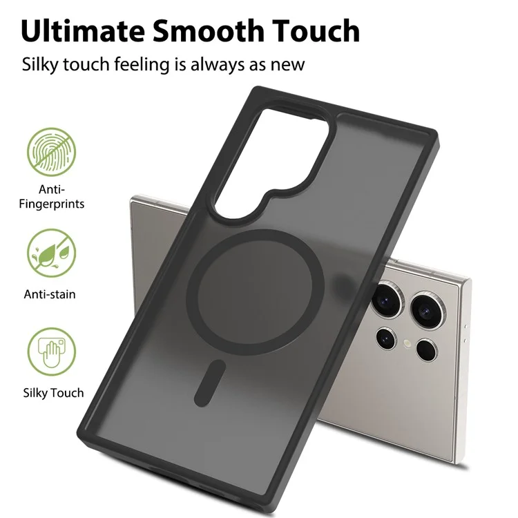 Capa para Samsung Galaxy S24 Ultra compatível com MagSafe, estrutura de TPU e tampa traseira acrílica - Preta