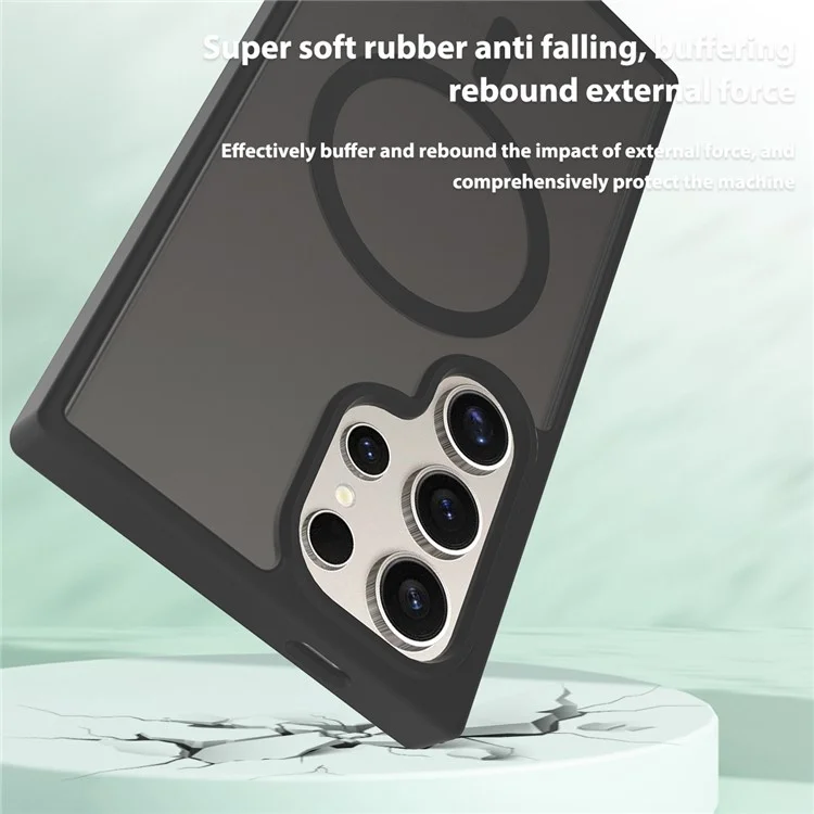 Capa para Samsung Galaxy S24 Ultra compatível com MagSafe, estrutura de TPU e tampa traseira acrílica - Preta