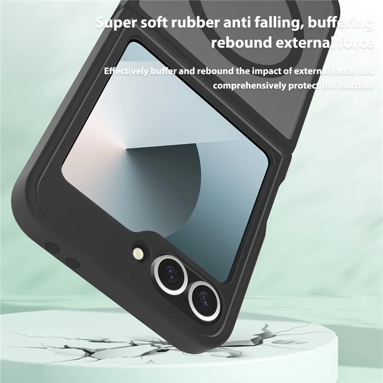 Coque pour Samsung Galaxy Z Flip6 5G compatible avec MagSafe, cadre en TPU et dos en acrylique - Noir