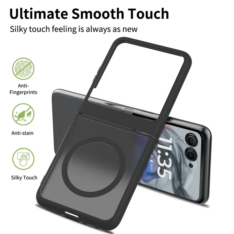 Coque pour Motorola Razr 50 5G / Razr 2024 5G compatible avec MagSafe, cadre en TPU, dos en acrylique, protection tactile - Noir