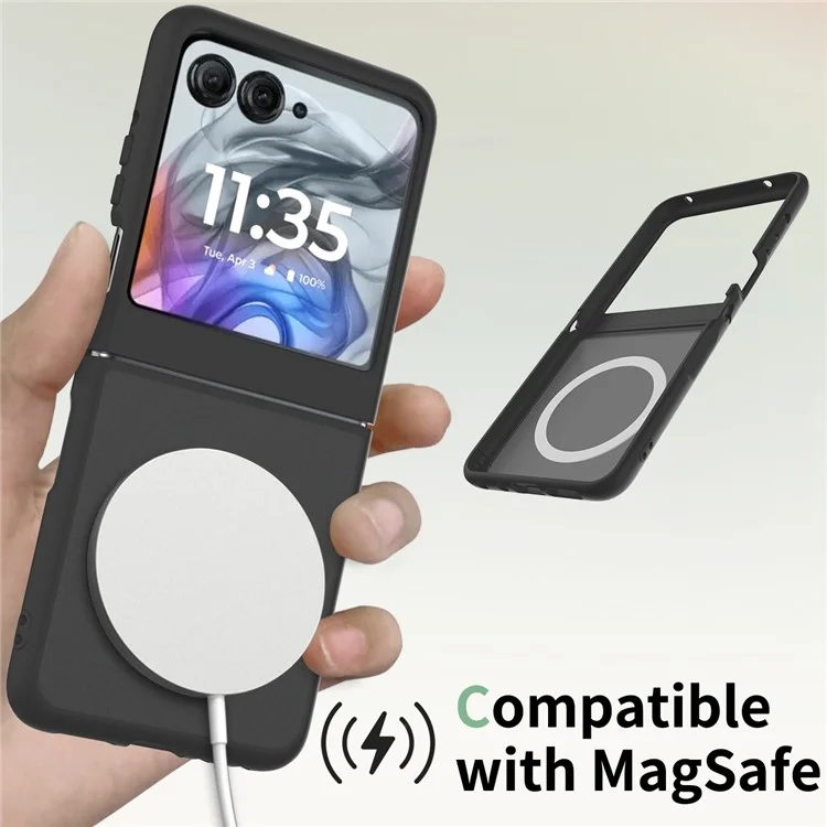 Coque pour Motorola Razr 50 5G / Razr 2024 5G compatible avec MagSafe, cadre en TPU, dos en acrylique, protection tactile - Noir