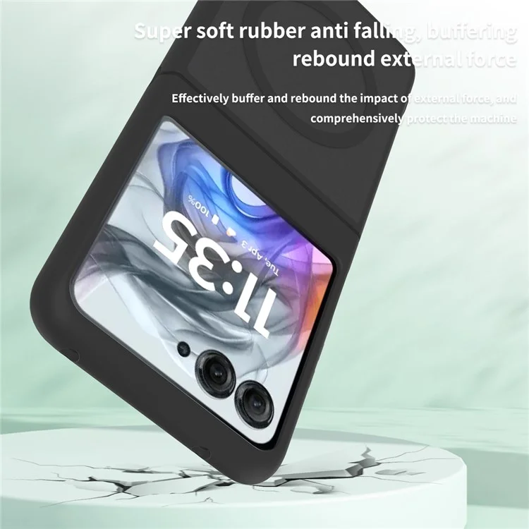 Coque pour Motorola Razr 50 5G / Razr 2024 5G compatible avec MagSafe, cadre en TPU, dos en acrylique, protection tactile - Noir