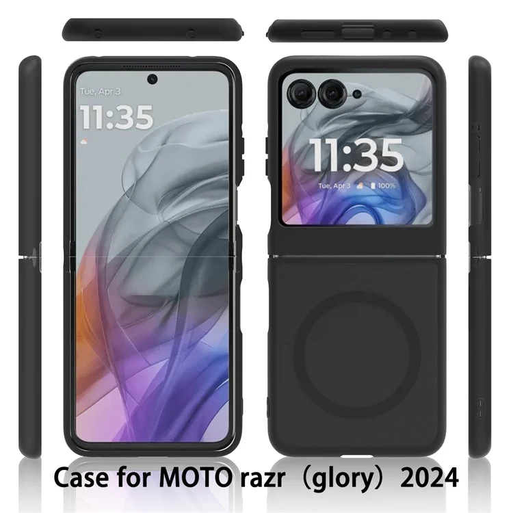 Coque pour Motorola Razr 50 5G / Razr 2024 5G compatible avec MagSafe, cadre en TPU, dos en acrylique, protection tactile - Noir