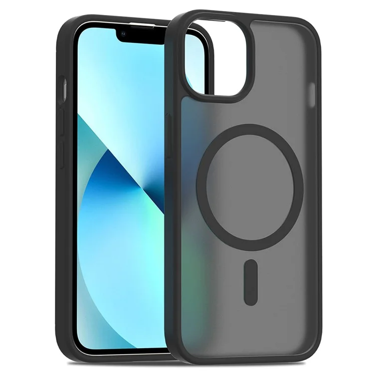Coque compatible avec iPhone 14 / 13 avec cadre TPU compatible MagSafe et dos en acrylique - Noir