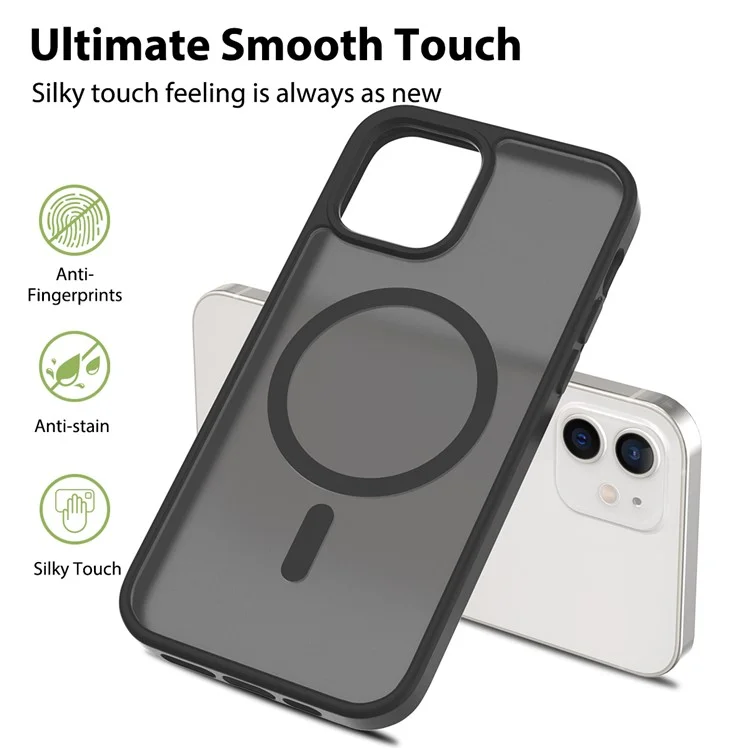 Custodia per iPhone 12 Pro / 12 compatibile con MagSafe, con cornice in TPU e retro in acrilico - Nero