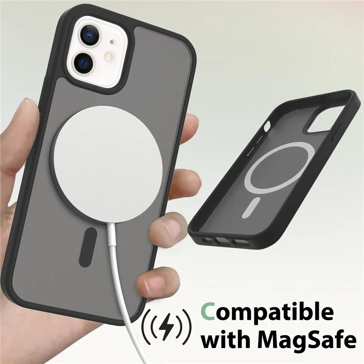Custodia per iPhone 12 Pro / 12 compatibile con MagSafe, con cornice in TPU e retro in acrilico - Nero