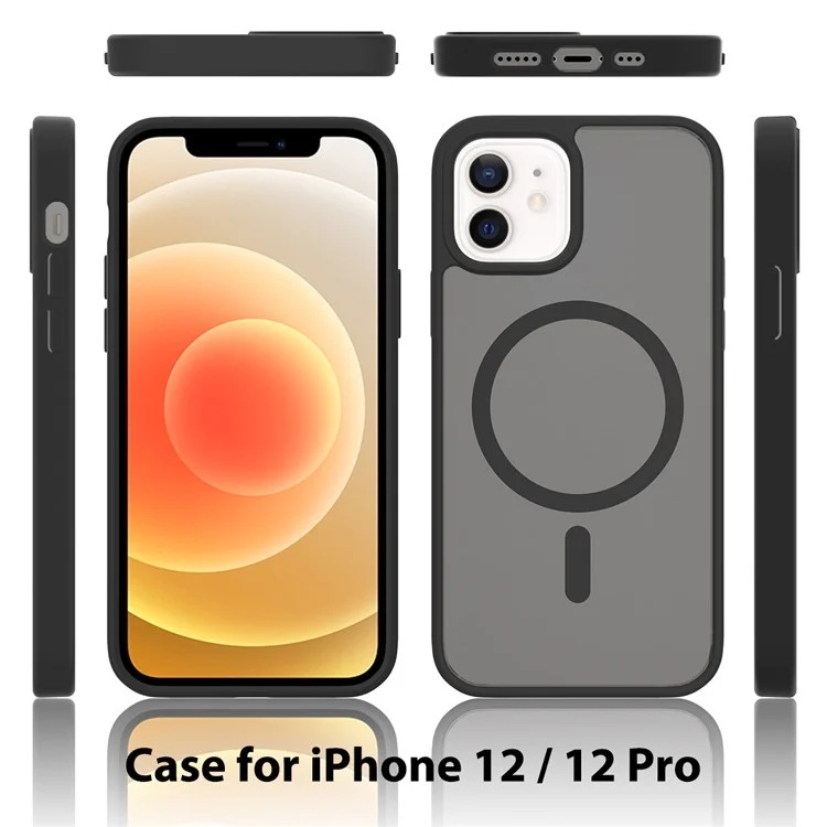 Custodia per iPhone 12 Pro / 12 compatibile con MagSafe, con cornice in TPU e retro in acrilico - Nero