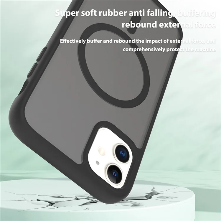 Funda para iPhone 11 / XR compatible con MagSafe, marco de TPU y cubierta de teléfono con parte trasera de acrílico y tacto - Negro