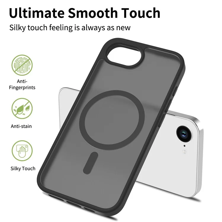 Funda para iPhone 16e compatible con MagSafe, marco de TPU y cubierta de teléfono con parte posterior de acrílico, tacto - Negro