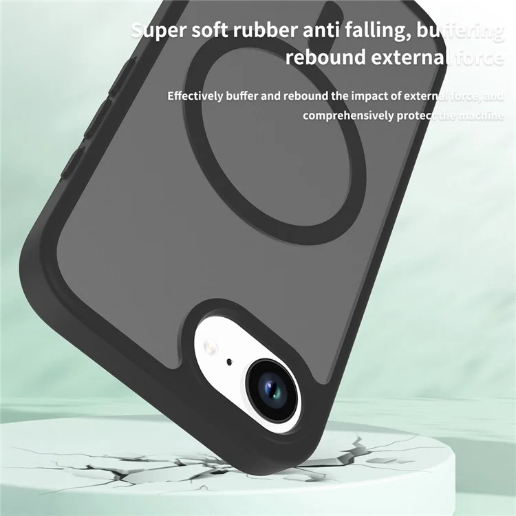 Funda para iPhone 16e compatible con MagSafe, marco de TPU y cubierta de teléfono con parte posterior de acrílico, tacto - Negro