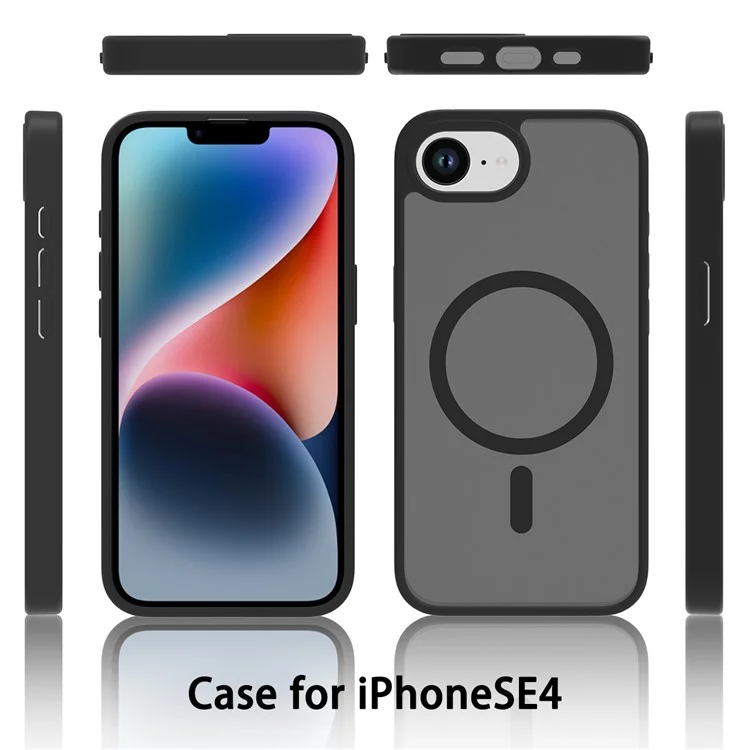 Funda para iPhone 16e compatible con MagSafe, marco de TPU y cubierta de teléfono con parte posterior de acrílico, tacto - Negro