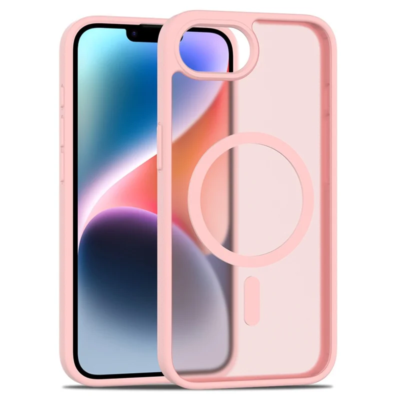 For iPhone 17e / 16e Case Compatible with MagSafe TPU Frame Acrylic Back Phone Cover Skin Touch - Pink