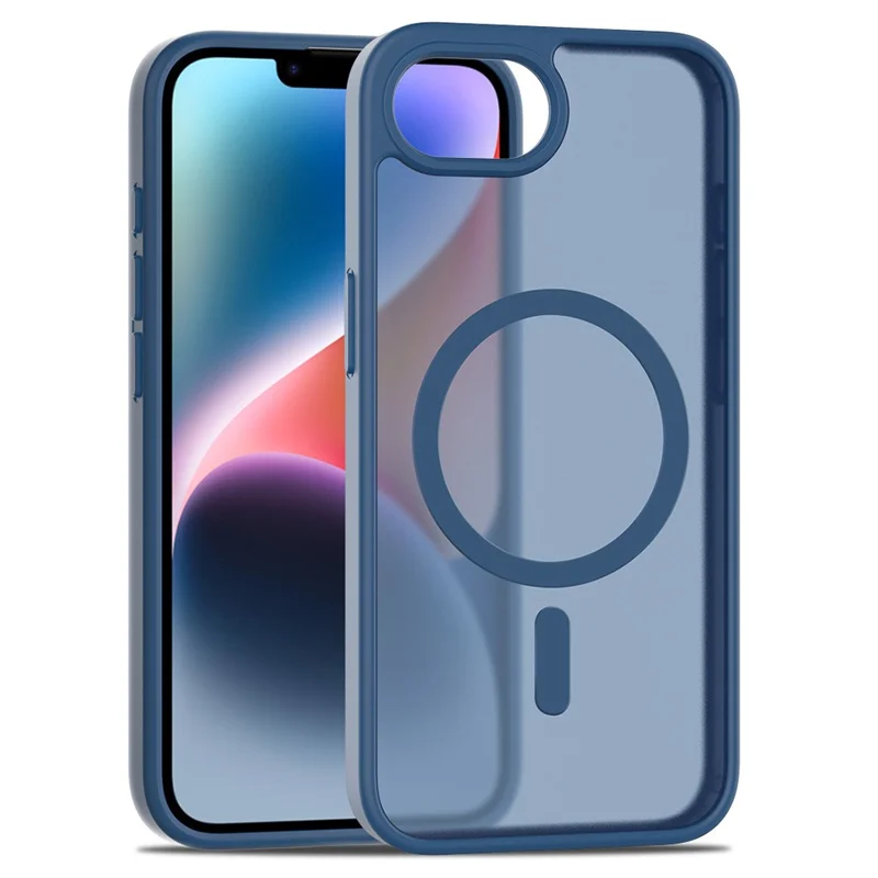 Til iPhone 16e Case Kompatibel med MagSafe TPU Ramme Akril Bagdæksel Telefonbeskyttelse med Hudfølelse - Blå