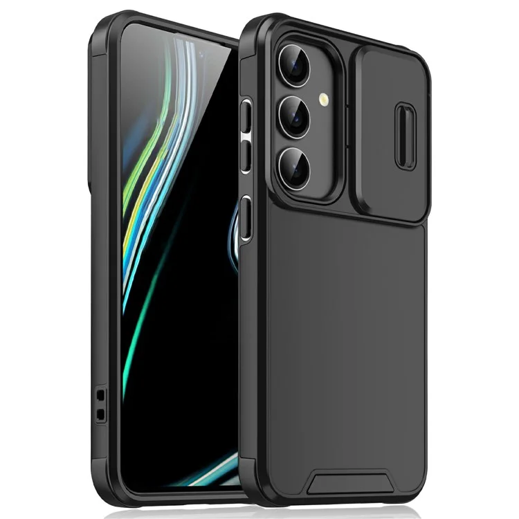 Für Samsung Galaxy A16 5G / 4G Hülle PC + TPU Schale mit Schiebe-Kamera-Telefonabdeckung - Schwarz