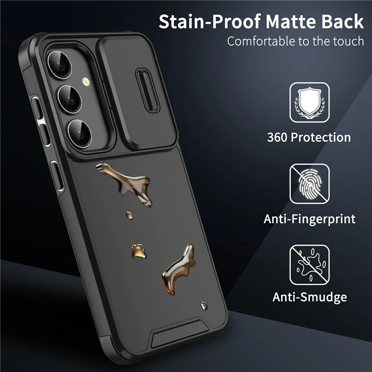Custodia per Samsung Galaxy S24 FE in PC + TPU con copertura per fotocamera scorrevole - Nero