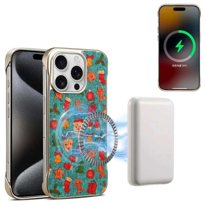 A18 For iPhone 16 Pro Max Invisible Magnetic Case Compatible with MagSafe PC Baked Paint Phone Back Cover - Christmas Floral
