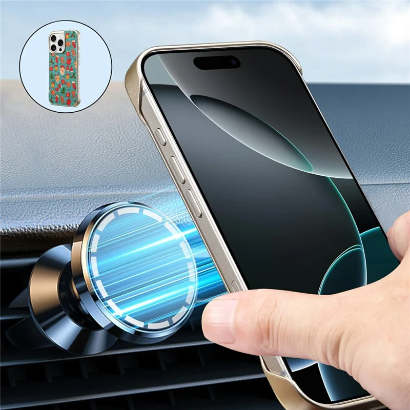 A18 For iPhone 16 Pro Max Invisible Magnetic Case Compatible with MagSafe PC Baked Paint Phone Back Cover - Christmas Floral