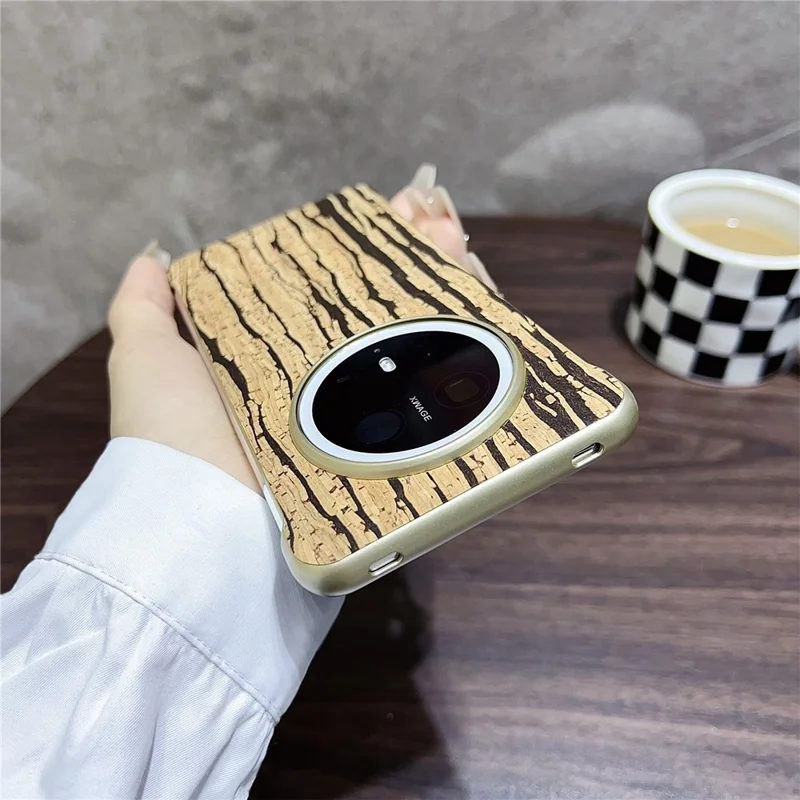 For Huawei Mate 70 Pro+ / Mate 70 Pro PC Phone Magnetic Case Embossed Pattern Mobile Cover - Wood Yellow