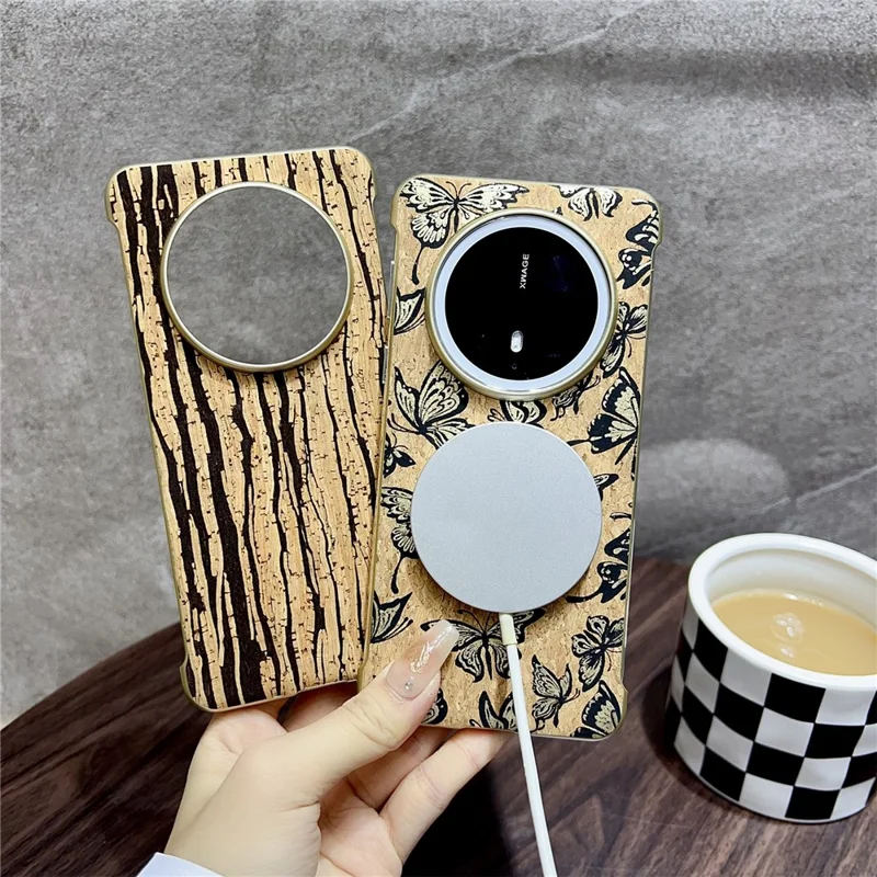 For Huawei Mate 70 Pro+ / Mate 70 Pro PC Phone Magnetic Case Embossed Pattern Mobile Cover - Wood Yellow