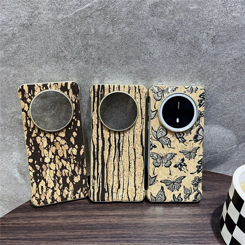 For Huawei Mate 70 Pro+ / Mate 70 Pro PC Phone Magnetic Case Embossed Pattern Mobile Cover - Wood Yellow