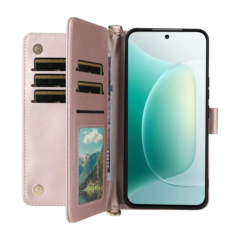 Capa de couro para celular com alça de ombro For Honor 300 - Rosa