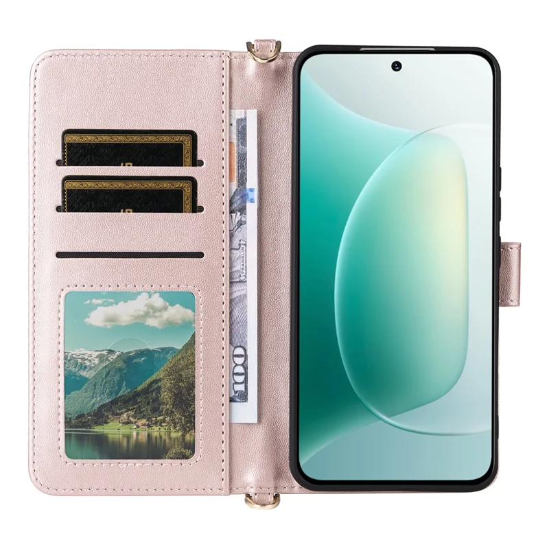 Capa de couro para celular com alça de ombro For Honor 300 - Rosa