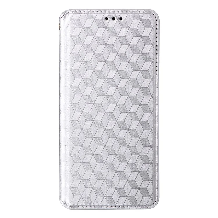 For Honor 300 Wallet Case Rhombus Imprinted Leather Phone Cover - Silver