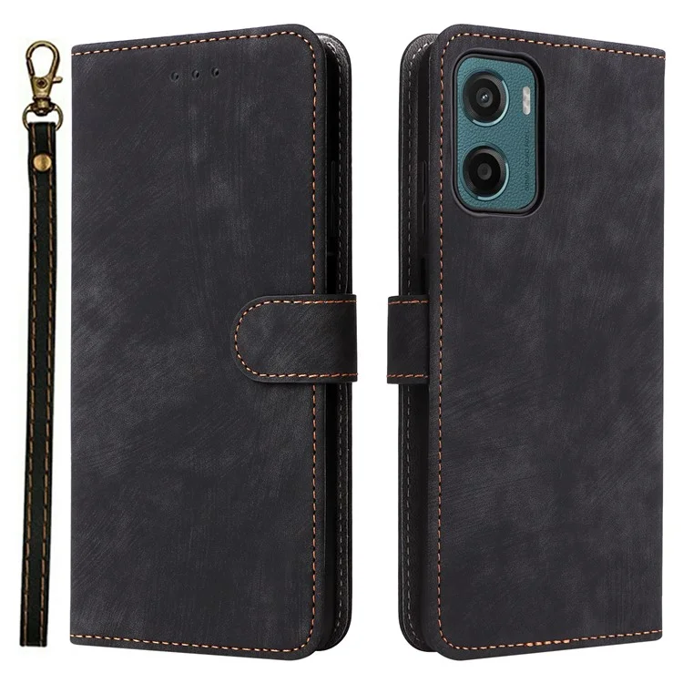 Custodia portafoglio per Motorola Moto G05 4G / E15 4G, con blocco RFID, in pelle PU, con supporto vista - Nero