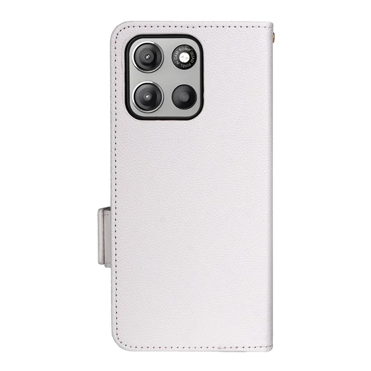 Per Motorola Moto G15 Power 4G / G15 4G Custodia in pelle PU con texture Litchi Flip Wallet Cover - Bianco