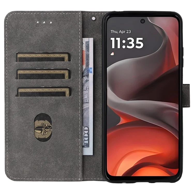 For Motorola Moto G15 Power 4G  /  G15 4G Wallet Case RFID Blocking PU Leather Cover Stand View - Black