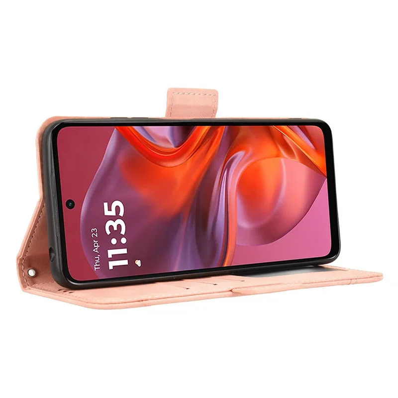 For Motorola Moto G05 4G  /  E15 4G Leather Case Phone Wallet Cover with Multiple Card Slots - Pink