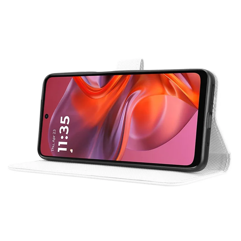 Для Motorola Moto G05 4G / E15 4G чехол из искусственной кожи с текстурой под бриллиант, бумажник, чехол для телефона - белый