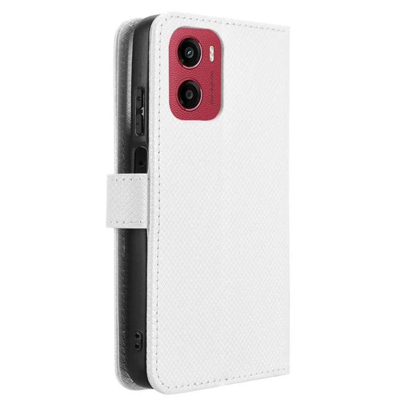 Для Motorola Moto G05 4G / E15 4G чехол из искусственной кожи с текстурой под бриллиант, бумажник, чехол для телефона - белый