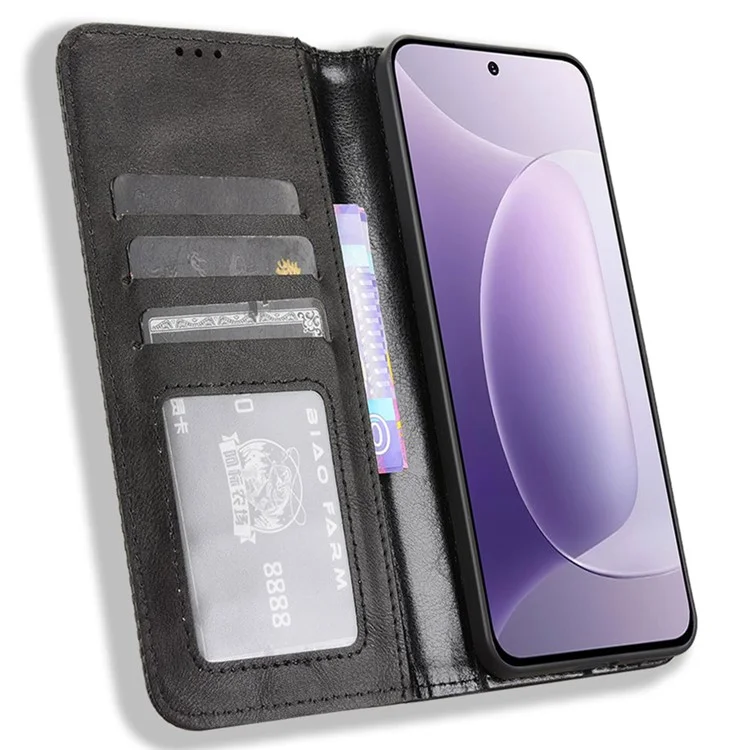 Étui en cuir For Honor 300 Wallet Stand Retro Texture Phone Cover - Noir